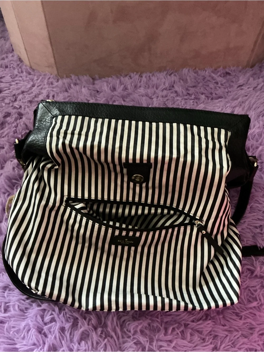 kate spade Black Pebbled Leather Satchel with Removable Strap